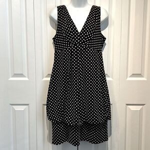 Frank Lyman‎ Black/White Polka Dot Sleeveless Empire Waist Size 14